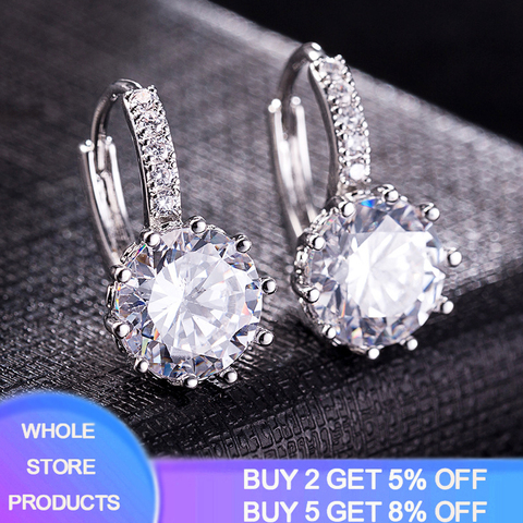 YANHUI New Trendy 925 Silver Charm Drop Earring Round Cubic Zircon Metal Vintage Earrings Jewelry For Women Friend Gift ► Photo 1/6