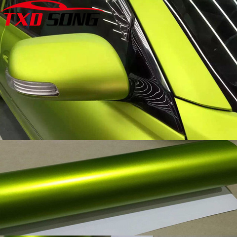 Premium quality Metallic Matte lime green satin Vinyl Wrap with Air Release Anthracite Car Wrap Foil size 10/20/30/40/50X152CM ► Photo 1/6