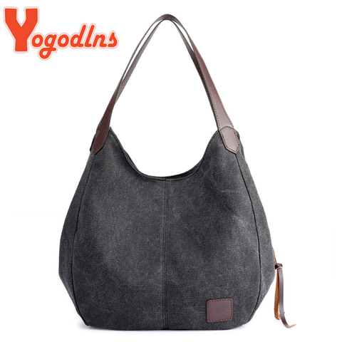 Yogodlns Vintage Canvas Handbag Women Large Capacity Shoulder Bag Casual Handle Bag 2022 Fashion Hot Lady Shopping Handbag bolso ► Photo 1/6