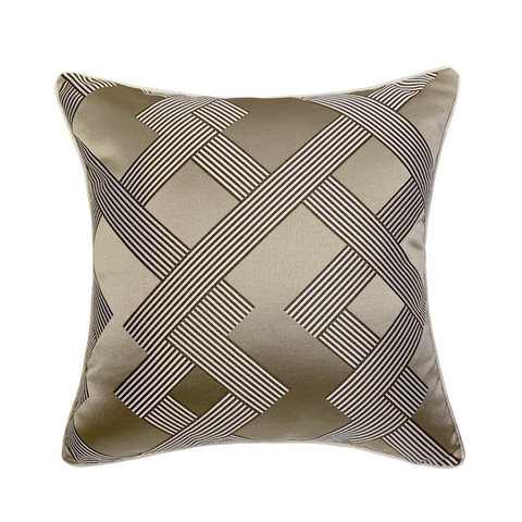 Modern Khaki Geometric Woven Jacquard Home Throw Customized Cushion Cover Decorative Square Custom Pillow Case 45 x 45 cm ► Photo 1/6