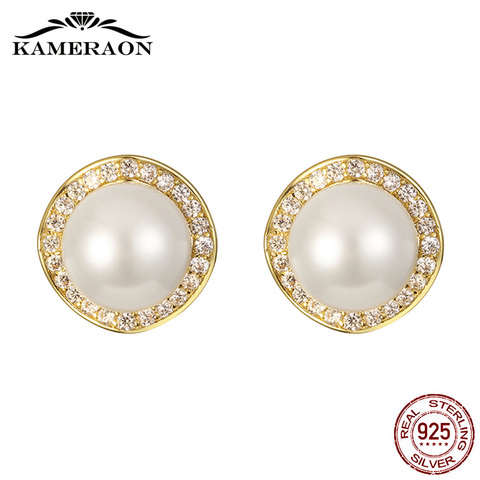 Natural white pearl earrings 925 Sterling Silver Jewelry Women fashion earrings 2022 Zirconia real pearl Korea Stud earring ► Photo 1/6