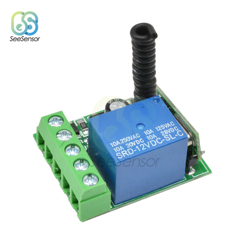 315MHZ 433MHz DC 12V 10A 1 Channel 1Ch Wireless Relay RF Remote Control Switch Heterodyne Receiver Module ► Photo 1/6