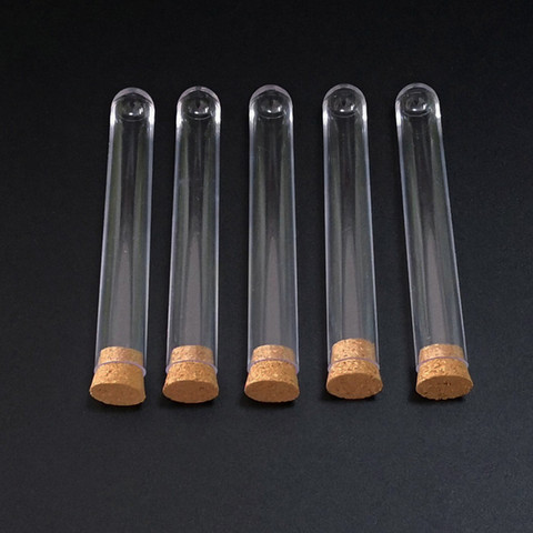 50pcs/Pack 15*100mm(5.9*39.3in) Transparent Plastic Test Tube with Cork Like  Stopper Wedding favours Vial ► Photo 1/5