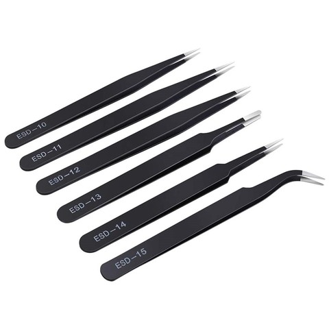 Anti-static ESD Stainless Steel Tweezers Maintenance Tools Industrial Precision Curved Straight Tweezers Repair Tools ► Photo 1/5