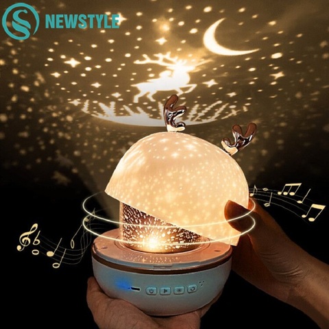 Deer Projector Night Light With BT Speaker Chargeable Starry Sky Star Rotate LED Lamp Colorful Flashing Star Kids Baby Gift ► Photo 1/6
