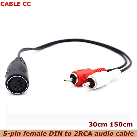 150cm 5-pin DIN female MIDI cable to 2 double RCA male plug audio cables for Naim, 4-way stereo system 5-pin DIN female ► Photo 1/6