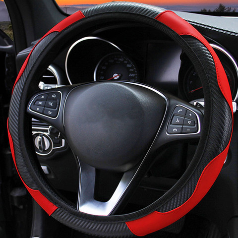 Car Steering Wheel Cover Breathable Anti Slip PU Leather Steering Covers Suitable 37-38cm Auto Decoration internal Accessories ► Photo 1/6