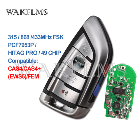 For BMW 3 5 7 Series X5 X6 2007-2022 315MHz 433.2MHz 868MHz ID49 CAS4/CAS4+(EWS5)/FEM Remote Key Keyless Entry Korea Included ► Photo 1/3