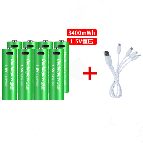 New 1.5V AA rechargeable battery 3400mWh USB rechargeable lithium battery fast charging via Micro USB cable ► Photo 1/5