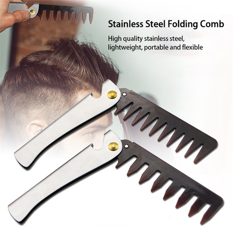 Hair Comb New Men's Dedicated Stainless Steel Folding Comb Set Mini Pocket Comb Beard Care Tool Convenient and Use Hair Brush ► Photo 1/5