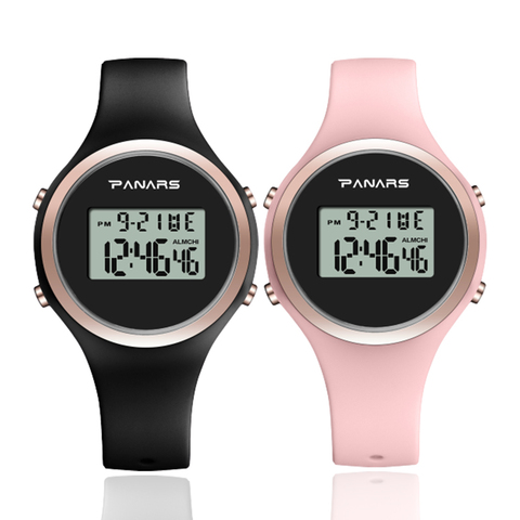 Electronic Watches For Women PANARS Watch Pink Black Silicone Strap Dress Led Digital Wristwatch Sport Clock Relogio Feminino ► Photo 1/6