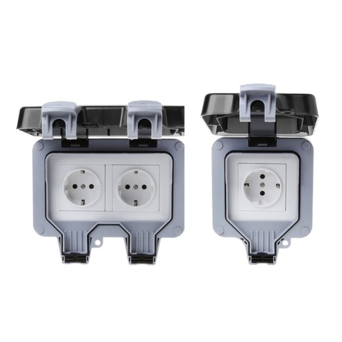 IP66 Waterproof Outdoor Wall Switch Power Socket 16A EU Standard Electrical Outlet Socket Panel AC 110~250V ► Photo 1/6