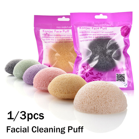 1/ 3pcs Natural Konjac Facial Cleaning Sponge Brushes Face Cleanse Washing Cosmetic Puff Blackhead Remover Facial Care Tools ► Photo 1/6