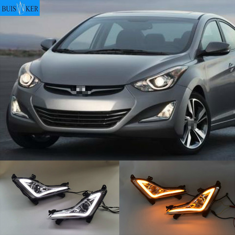 LED Daytime Running Lights DRL Fog Lamp Cover Case for Hyundai Elantra Sedan 2014 2015 2016 With Turn Signal Yellow ► Photo 1/5