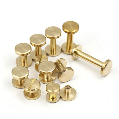 10Pcs Brass Airplane Screw Rivets DIY Bag Leather Accessories Screw Stud Belt Nail Screw Buckle Album Binding Books spikes ► Photo 1/6