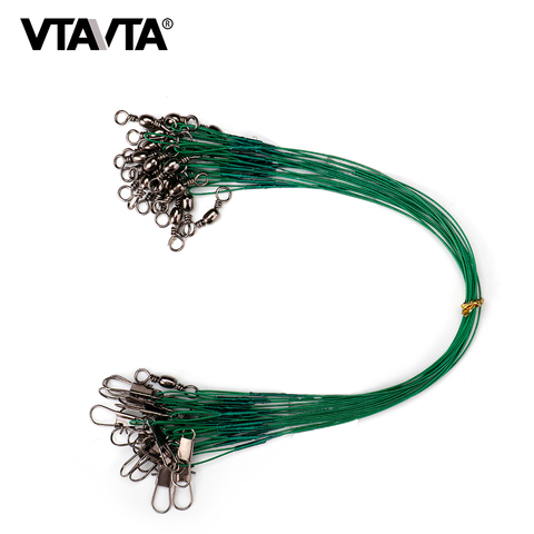VTAVTA 20pcs/Lot Anti-Bait Steel Wire Leader With Swivels Leashes For Fishing 32LB Bass/Pike Lure Fishing Line Accessories ► Photo 1/6