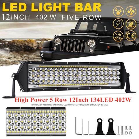 12inch 134LED 402W 5 rows LED Work Light Bar Spotlight Flood 12V 24V Offroad LED Light Bar For Truck Offroad 4X4 4WD Car SUV ATV ► Photo 1/6