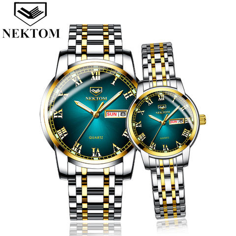 Couple Watch for Women Men Wristwatches Gold 2022 Luxury Fashion Waterproof Quartz Stainless Steel Wrist Watches Reloj Hombre ► Photo 1/6