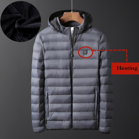 6XL Winter Charging Heating Jacket Plus Velvet Warm USB Heated Hooded Coat Outdoor Hiking Sport Windproof Cotton Clothes Jacket ► Photo 1/6