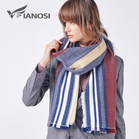 [VIANOSI] 2022 Newest Winter Scarf Women Fashion Striped Cashmere Scarves Luxury Brand Shawls Warm Foulard ► Photo 1/6