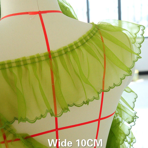 10CM Wide Stylish Green Red Soft Mesh Yarn Embroidered Lace Fabric Fringe Ribbon Ruffle Trim Skirts Hats Curtains Sewing Decor ► Photo 1/4