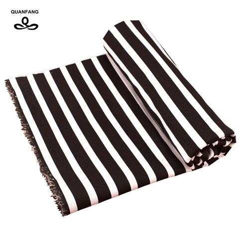 QUANFANG Black & white stripes patterns cotton Canvas Fabric For Handmade Cloth Sofa Curtain Bag Shoes Home Decoration Material ► Photo 1/6
