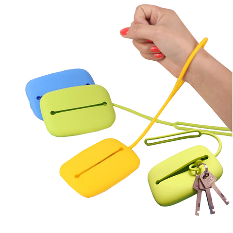 XUNZHE Candy colors Women Key Chain Hasp Style Silicone Pouchs Card Bag Gift Ideal Key Holder Key Ring For Shopping Random Color ► Photo 1/6