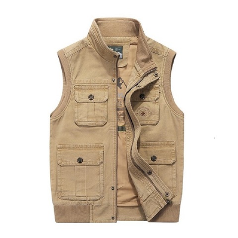 Plus Big Size 6XL 7XL 8XL Brand Clothing Autumn Mens Vests Sleeveless Jacket Cotton Casual Multi Pocket Vest Male Waistcoat Coat ► Photo 1/6