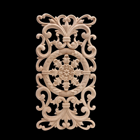 Wood Figurines Wood Mouldings Wood Decal Carved Decor Modern Leaves Oval Flower Rubber Wood  Furniture Doors Walls Corner Home ► Photo 1/6