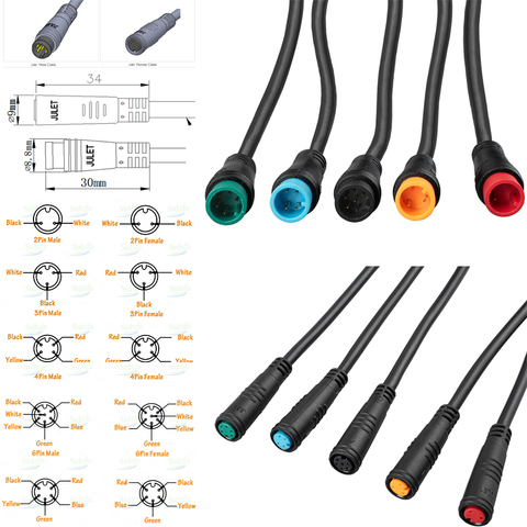 Julet Electric Cables 2/3/4/5/6/7Pin Waterproof Cable Connector for Ebike Light Throttle Ebrake Display Ebike Parts Extend ► Photo 1/6