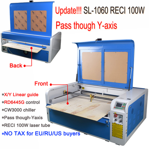 2022 NEW 100W CO2 1060 Laser Engraving Machine DSP RUIDA 6445G Laser Cutting Engraver & RECI Tube Yaxis pass though NO tax to EU ► Photo 1/1