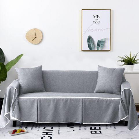 Grey Solid Color Sofa Towel Sofa Cover Set Elastic Sofa Slipcovers Sofa Covers for Living Room Pets Couch Cover Loveseat 1Piece ► Photo 1/6