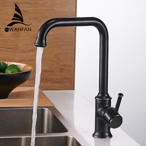 Kitchen Faucets Black Color Brass Crane Kitchen Faucets Hot and Cold Water Mixer Tap Single Hole Mixer Tap torneira WF-18059 ► Photo 1/6