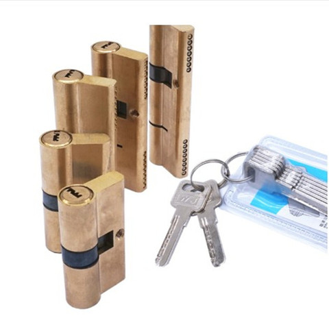 Door Cylinder Biased Lock 65 70 80 90 115mm Cylinder AB Key Anti-Theft Entrance Brass Door Lock Lengthened Core Extended Keys ► Photo 1/6