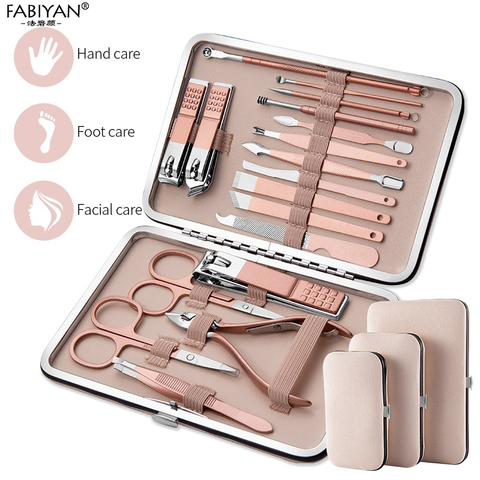 Manicure Set Nail Art Clipper Scissors Tweezer  Cutter Trimmer Stainless Steel Pedicure Care Tools  With Case 7/10/15/18Pcs ► Photo 1/6