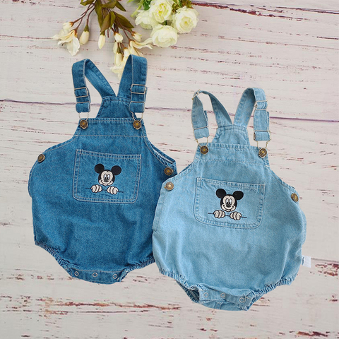 Buy Online Mickey Mouse Newborn Baby Clothes Summer Girls Boy Cowboy Children Rompers Disney Cartoon Jumpsuit Sling Strap Kids Outfits Alitools