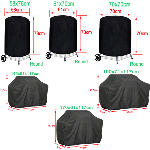 Black BBQ Cover Outdoor Dust Waterproof Weber Heavy Duty Grill Cover Rain Protective outdoor Barbecue cover round bbq grill ► Photo 1/6