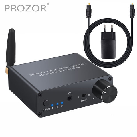 PROZOR 192kHz Digital to Analog Converter Bluetooth Converter With Headphone Amplifier & Volume Control & Coaxial Optical Cable ► Photo 1/6