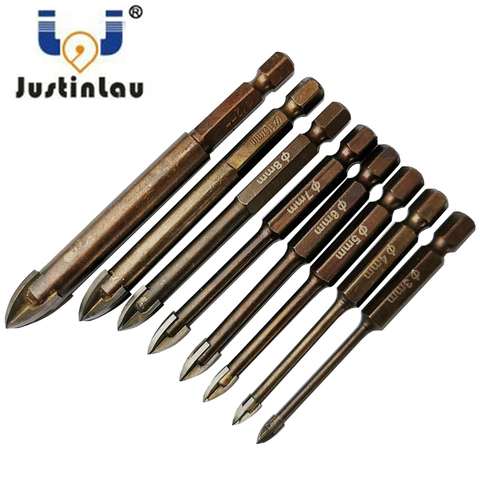 JUSTINLAU Tungsten Carbide Glass Drill Bit Set Alloy Carbide Point with 4 Cutting Edges Tile & Glass Cross Spear Head Drill Bits ► Photo 1/6