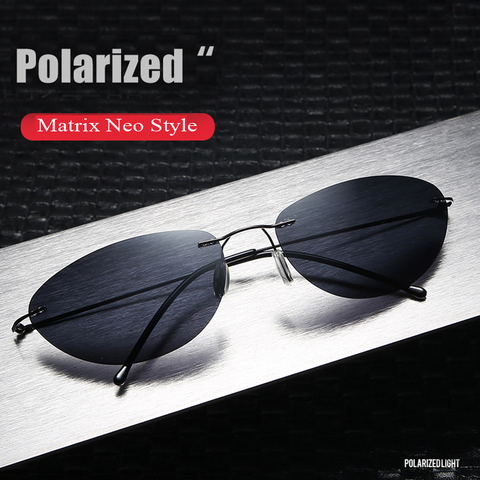 Upgrade Cool The Matrix Neo Style Polarized Sunglasses Ultralight Rimless Men Driving Design Polaroid Sun Glasses Oculos De Sol ► Photo 1/6