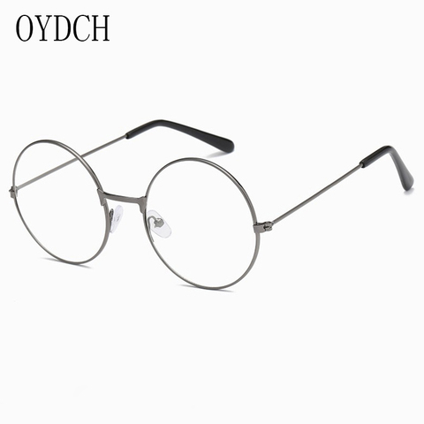 OYDCH Vintage Retro Metal Frame Clear Lens Glasses Fashion Harry Eyewear Eyeglasses Black Oversized Round Circle Eye Glasses ► Photo 1/6