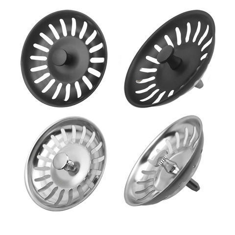 Kitchen Sink Strainer  Plug  Water Basin Sink  Drain Filter  Basket Draine Accessories  304 Stainless Steel Black ► Photo 1/6