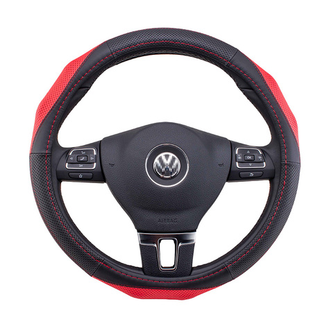 Genuine Leather Steering Wheel Cover Braid on the Steering Wheel Cover Car Styling Universal Leather Steering Wheel Cover ► Photo 1/6