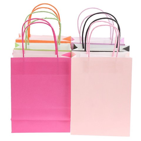 1pcs Solid Color Paper Party Bags Kraft Bag With Handles Recyclable Birthday Gift Bag ► Photo 1/6