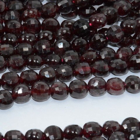 Natural Garnet Faceted Flat Fat Beads  5.5-6x7mm ► Photo 1/6