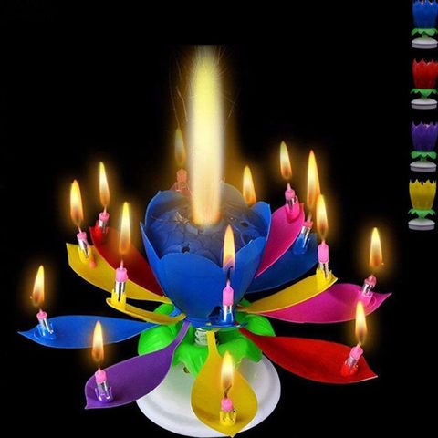 Cake Candle Topper Musical Candle Lotus Flower Party Gift Art Happy Birthday Candle Lights Party DIY Cake Decorating Supplies ► Photo 1/6