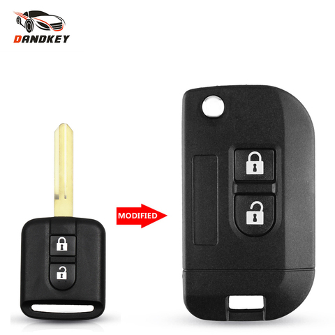 DANDKEY Uncut Flip Folding Remote Car Key Shell Case Fob Cover For Nissan Micra K12 Note Navara Qashqai 2 Buttons ► Photo 1/1