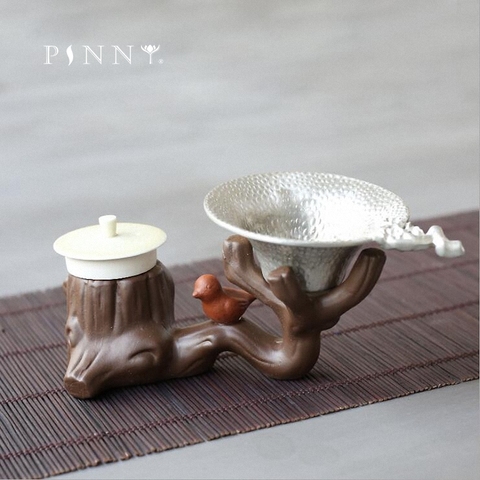 PINNY Purple Clay Tea Pets Ornaments Stump Teapot Lid Support Kung Fu Tea Accessories Tea Strainers Palm Tea Ceremony Decoration ► Photo 1/5