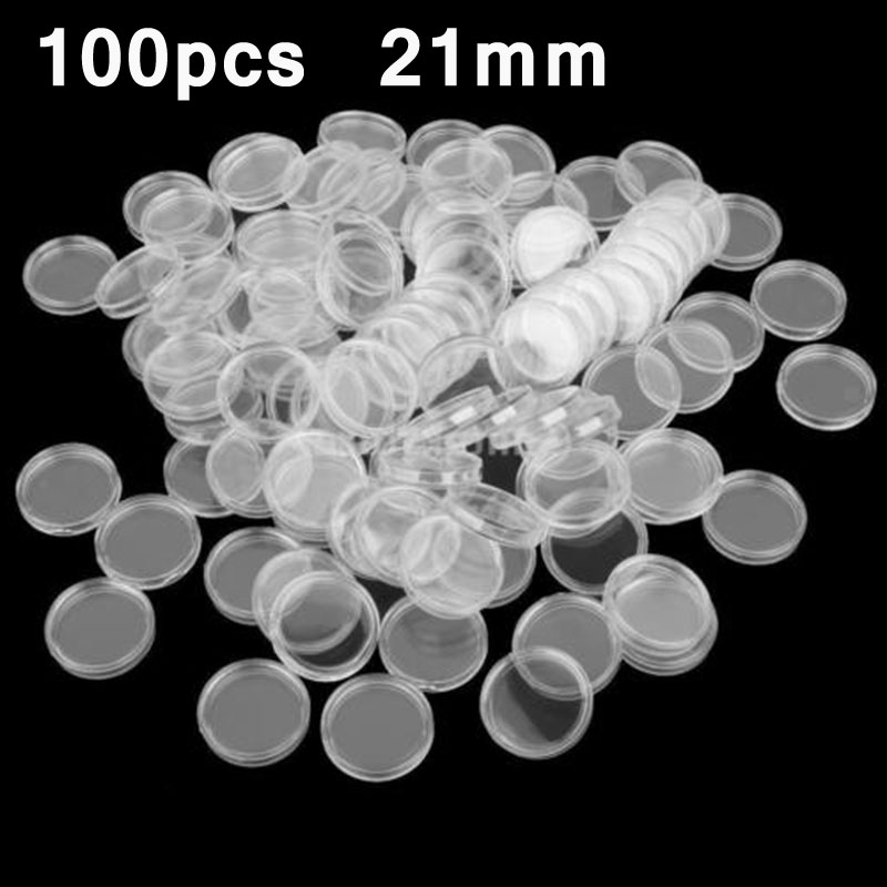 100Pcs 19/20/21/22/23/24/25/26/30/32/33/38/40/40.6/46mm Coin Holder Capsules Box Storage Clear Round Display Cases Coin Holders ► Photo 1/6