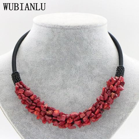 WUBIANLU New 13 Style Red Coral Aventurine Fluorite Crystal Shell Necklace Women In Choker Necklaces Jewelry Bohemia T160 ► Photo 1/6